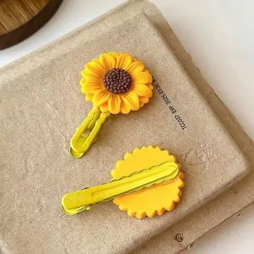 핸드메이드 해바라기 헤어핀 2개 세트