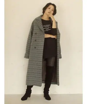 Ungrid 체크 롱 코트 gl