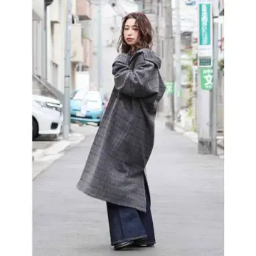Ungrid 체크 롱 코트 gl