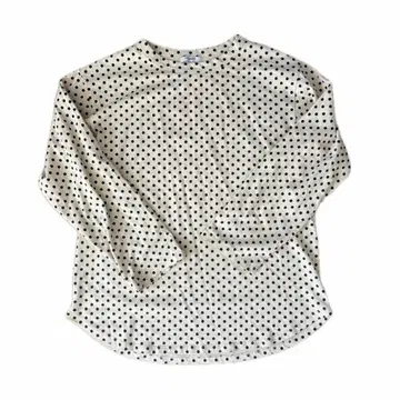 도트 무늬 긴팔 셔츠 화이트/블랙