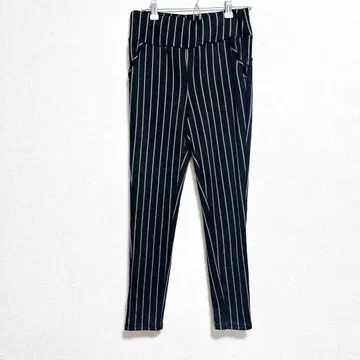 스트라이프 하이웨스트 팬츠 스패츠 스포츠 웨어 블랙 화이트 [ M ]