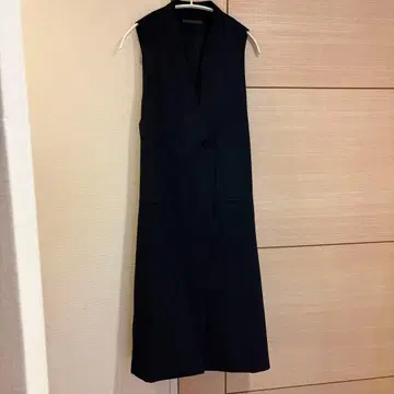 블랙 롱 베스트 더블 버튼