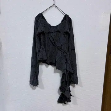 금옥만당 비대칭 디자인 긴팔 티셔츠 그레이