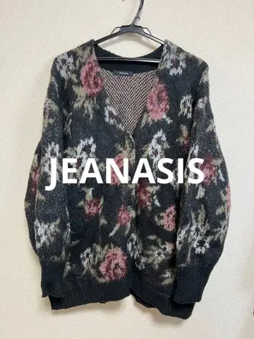 JEANASIS 플라워 라메 페더 V 가디건