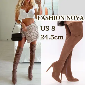 [ 새상품급 24.5cm ] fashion nova 하이힐 니하이 부츠