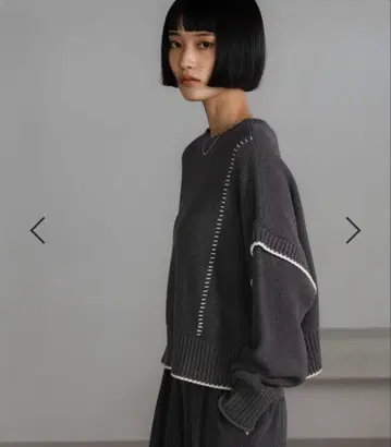 로리즈팜 니트 그레이 스티치 2WAY