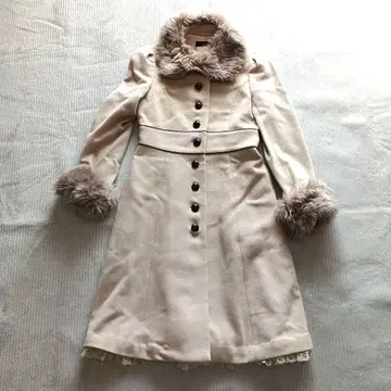 L'EST ROSE 퍼 롱 코트 베이지