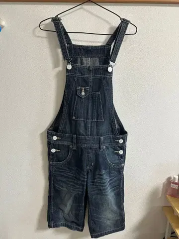 다크 데님 숏 오버롤