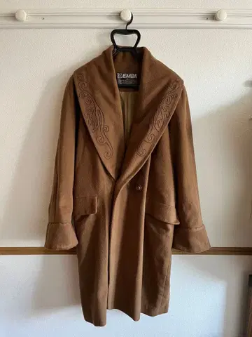 80s Made in england 로브 코트 캐시미어 100 코드 자수