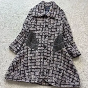 SUPEPOSER 울 체크 플레어 코트 이탈리아제 라벤더 컬러