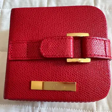 빨간색 이단 접이식 지갑 합성 피혁제