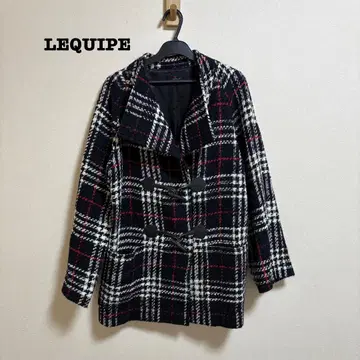 레킵 2way 더플 코트 체크 네이비 38