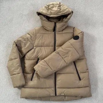 ZARA 후드 부착 패딩 자켓 베이지