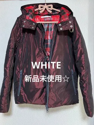WHITE 미사용 새상품 2way 다운 자켓 후드 부착 베스트 버건디