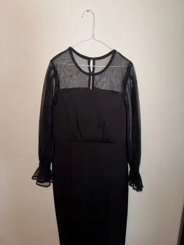 쉬폰 긴팔 블랙 드레스 S 사이즈