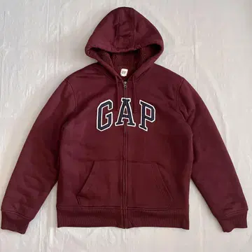 GAP 풀 집업 후드티 후디 보아 안감 로고 와인 레드 y2k