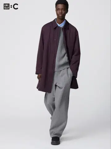 유니클로 UNIQLO C 맨투맨 와이드 팬츠 05 그레이 S 긴 길이