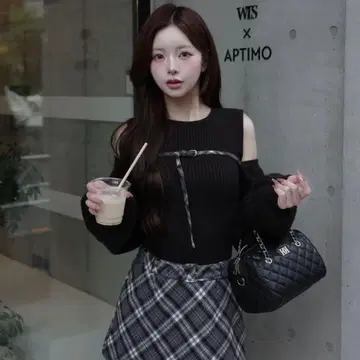 Darich 도킹 미들 허리 니트 미니 원피스