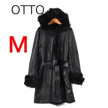 H4311 오토 램 가죽 문 벨티드 롱 코트