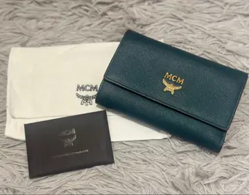 MCM 3단 폴더형 지갑 다크 그린