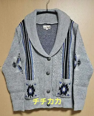 [ 세탁만 ] 티티카카 기하학 패턴 숄카라 가디건 두꺼운 니트