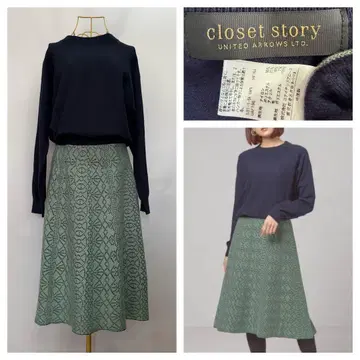 closet story 레이스 자카드 니트 원피스 워셔블