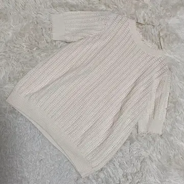 NINA RICCI 반팔 니트 아이보리 S 심플 비침 깔끔