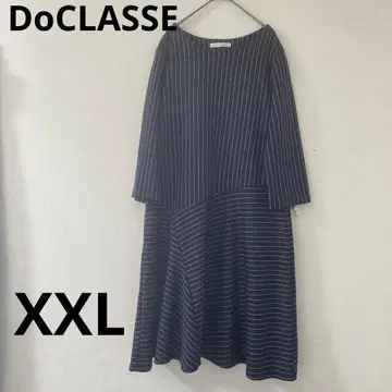 두클라쎄 울 혼방 스트라이프 절개 디자인 원피스