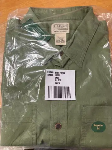 미사용 새상품 L.L.Bean 반팔 셔츠 M 사이즈 세이지 컬러