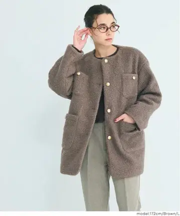 coca 푸들 금장 버튼 노카라 코트 L 아우터 코카