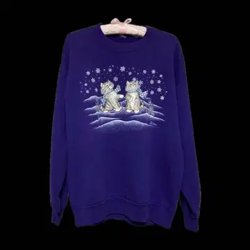 맨투맨 MORNINGSUN 구제 의류 빈티지 보라색 고양이 팬시