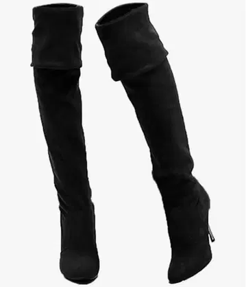 블랙 니하이 부츠 힐 9cm 롱 부츠