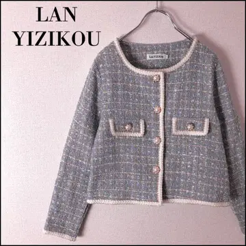 Lan YiZiKou 노카라 숏 기장 자켓 귀여운