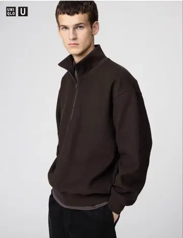 브러쉬드 맨투맨 하프 지퍼 셔츠