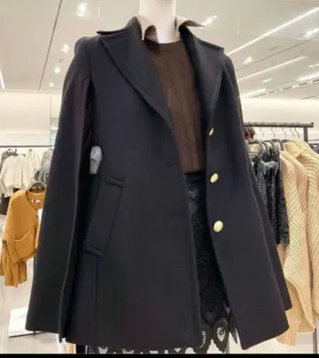 ZARA 블랙 케이프 코트 EUR XS