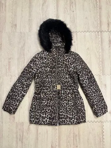 마이클코어스 레오파드 무늬 퍼 후드 다운 자켓