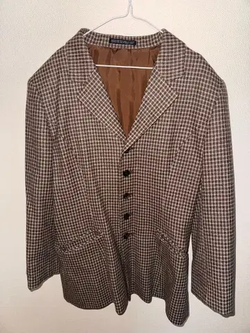 브라운 계열 체크 테일러드 자켓 (구제 의류)