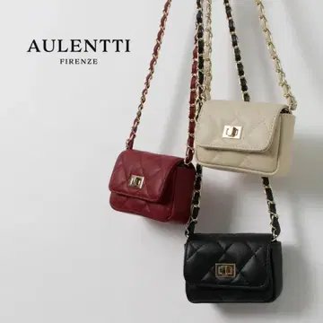 AULENTTI 퀼팅 가죽 체인 마이크로백