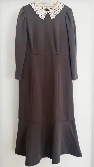 저스길리티 레이스 카라 퍼프 슬리브 원피스 카라 부착 긴팔 M