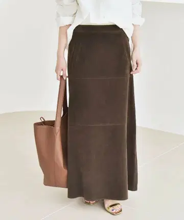 SHIPS 브라운 스웨이드풍 롱 스커트