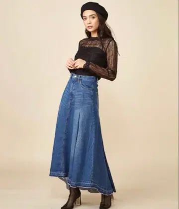 ROYAL PARTY 데님 불규칙 헴 스커트 정가 9790엔 면 100