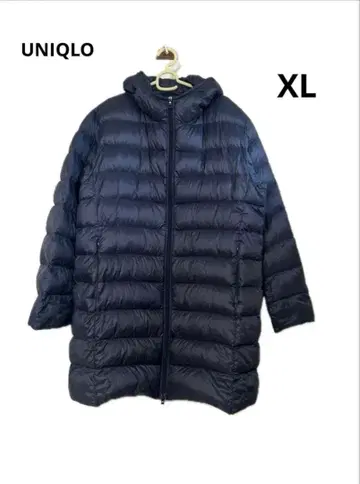 유니클로 울트라 라이트 다운 후디드 코트 롱 네이비 XL