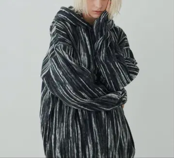 AIVER 니트 스트라이프 후드티