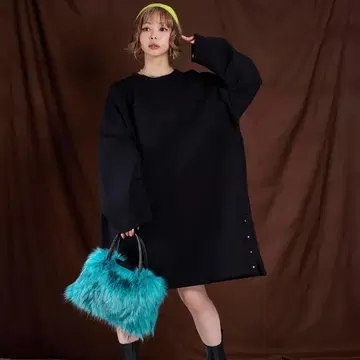 bohmal 최상모가 본딩 턱 슬리브 미니 원피스