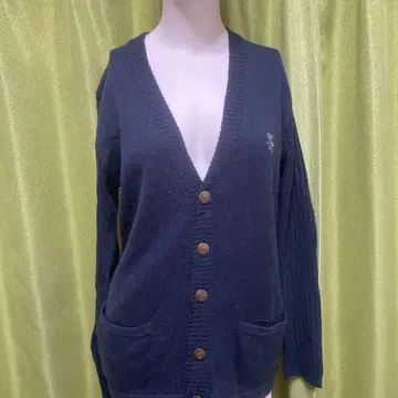 남성용 칼카니 네이비 니트 가디건 V넥.