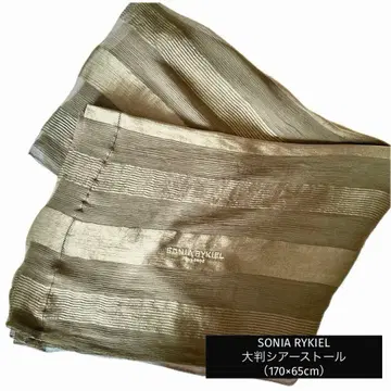 SONIA RYKIEL 대형 시어 스톨 레어 올리브 x 스트라이프