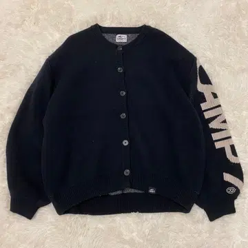 [ 새상품급 ] CAMP7 니트 가디건 블랙 로고 캐주얼