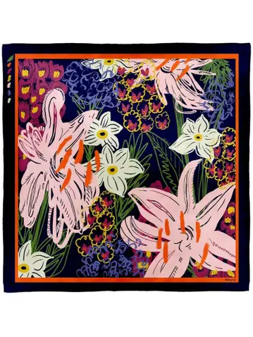 마니프리/보태닉 가든 프린트 울 x 실크 스톨 120cm 새상품