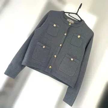 저스길리티 그레이 라메 믹스 니트 가디건 버튼 포함