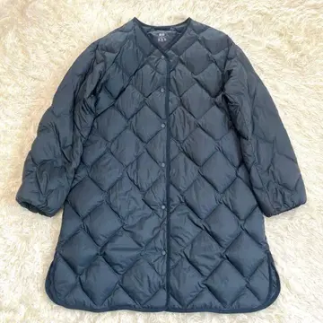 새상품급 유니클로 울트라 라이트 다운 롱 다운 경량 노카라 그레이